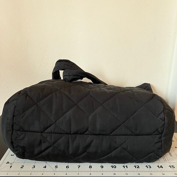 Marc Jacobs Black Quilted Open Top Shopper Tote Nylon Shoulder Bag Gold Hardware